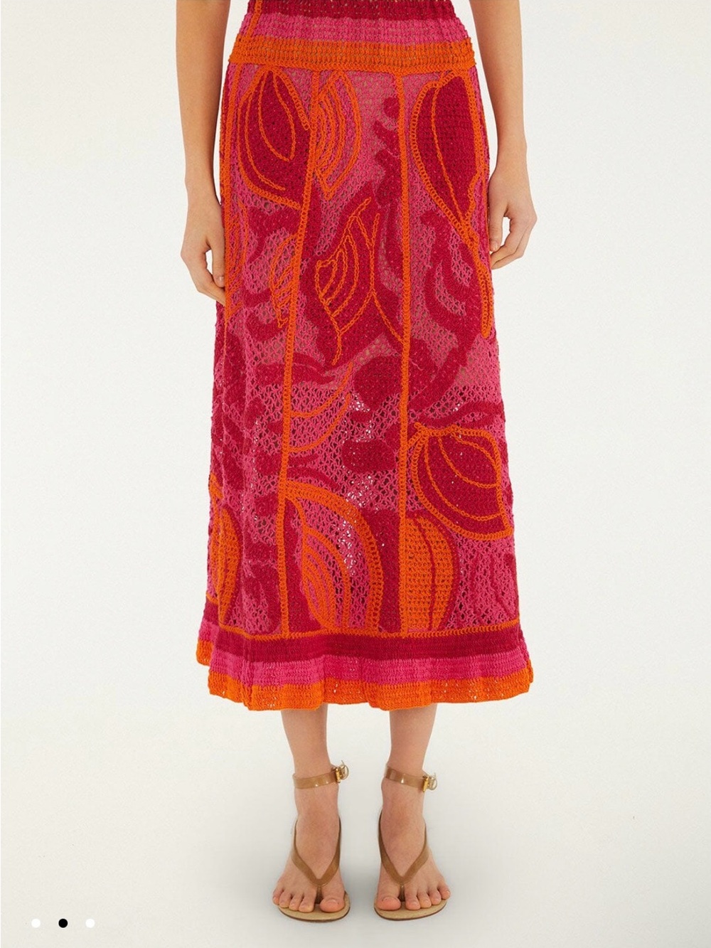 FARM Rio Pink and Orange Patterned Midi Skirt - Picture 2 of 4